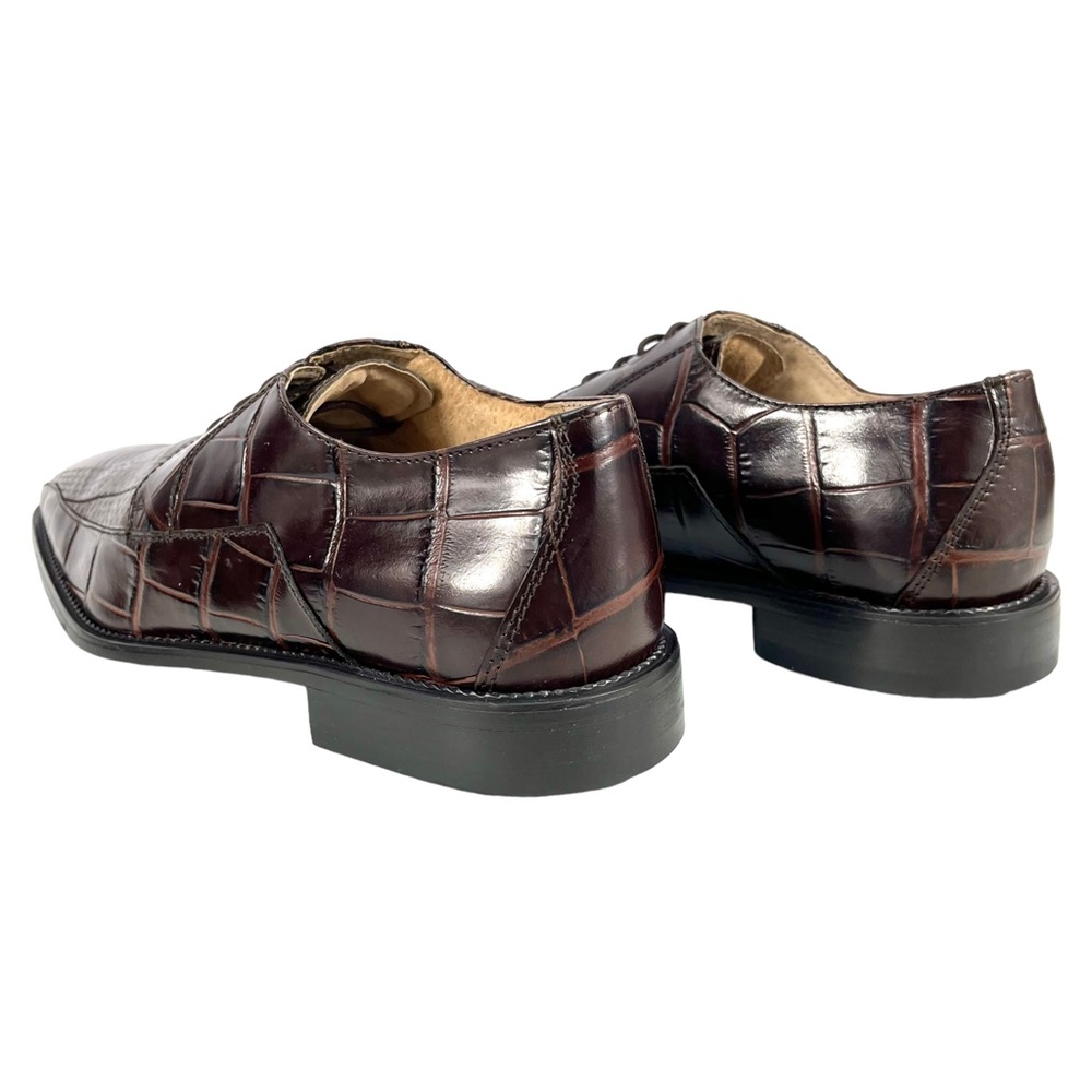 Stacy Adams Mens 9 1/2M‎ Genuine Snake & Leather Brown Square Toe Derby Shoes - Picture 8 of 13